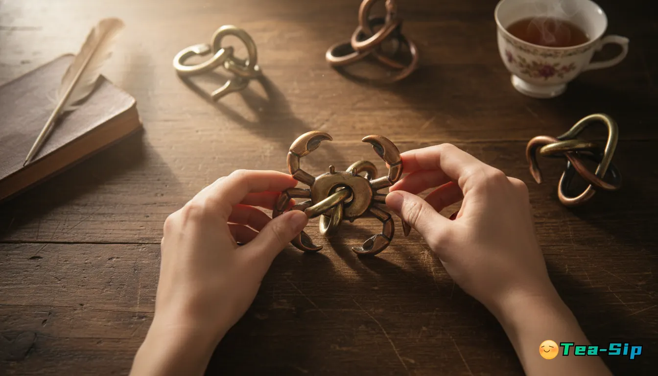 history of disentanglement puzzles guide by Tea Sip