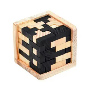54-T Cube Puzzle wooden brain teaser with interlocking pieces
