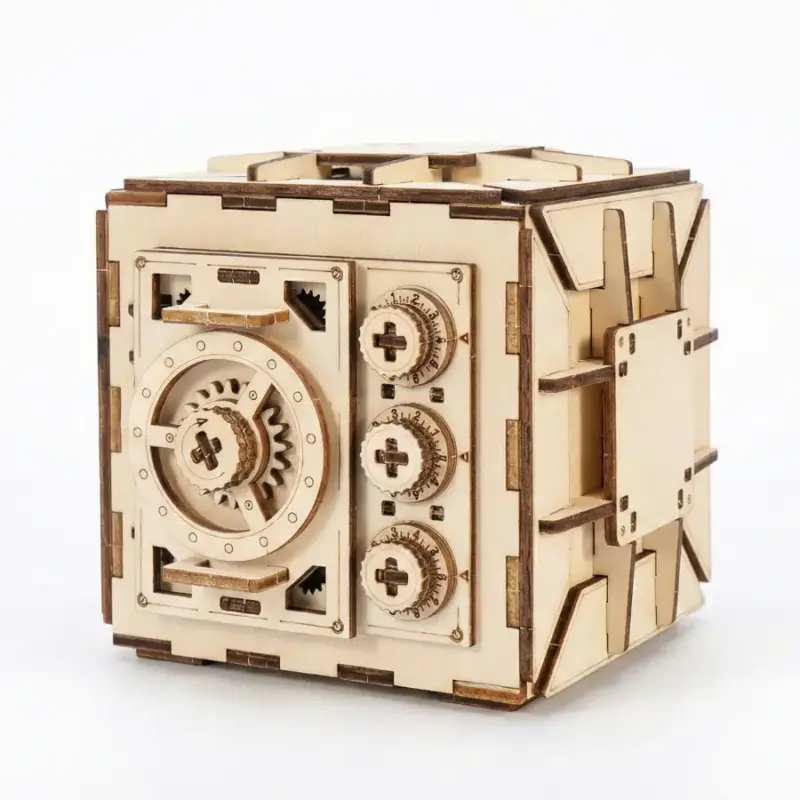 3D Wooden Puzzle Safe with Combination Lock2