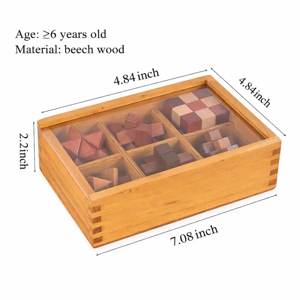 6 in 1 Wooden Brain Teaser Set2