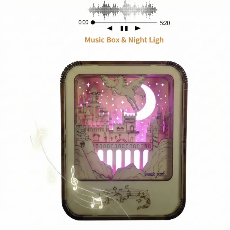 DIY Castle Music Box Night Light Shadow Box Kit1