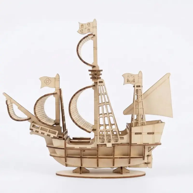 Wooden Sailboat 3D Puzzle Kit DIY Ship Model1