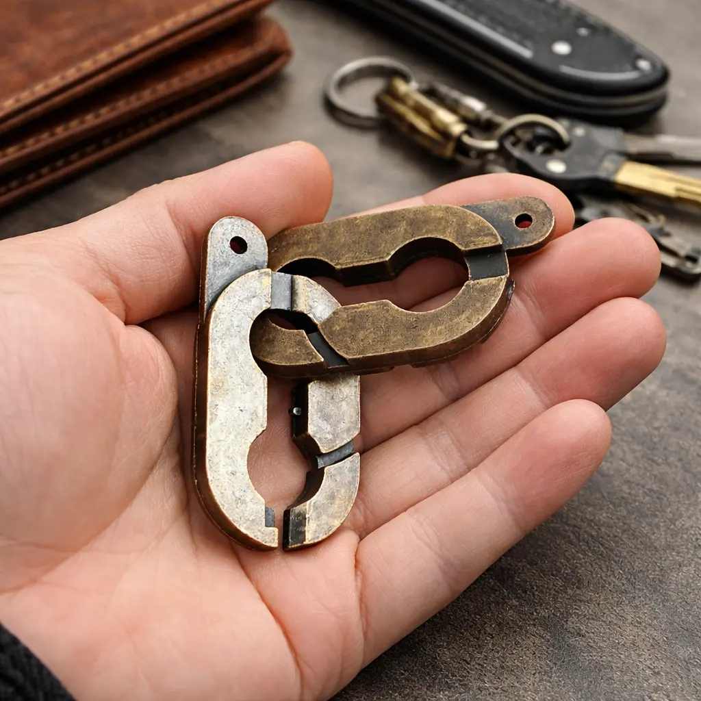 Antique Bronze Metal Keyring Puzzle A Cast Metal Brain Teaser Worth Your Pocket Space1