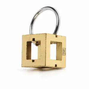 Brass Cube Maze Puzzle Keychain