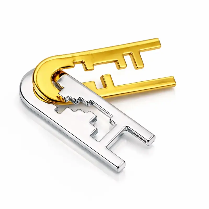 Cast Keyhole Metal Puzzle — Two Piece Gold Silver 3D Maze Brain Teaser2