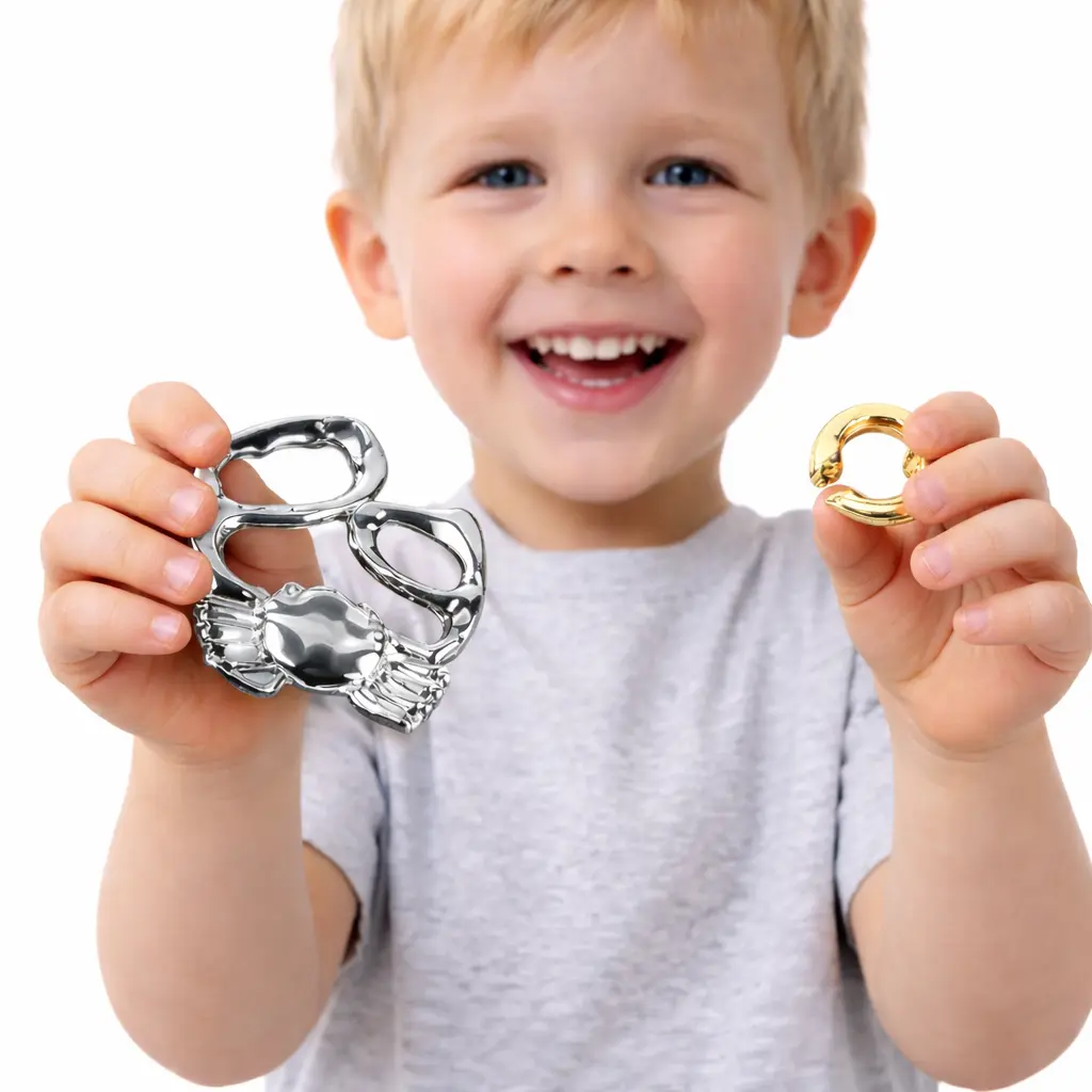 Metal Crab Puzzle Cast Brain Teaser with Gold Ring5